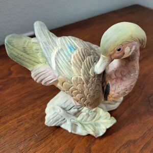 Vintage hand painted Ceramic duck on log Signed 1975 6.25 T X 7" W Figurine Bird